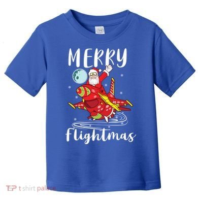 Merry Flightmas Santa Claus Pilot Flying Airplane Aviation Cool Gift Toddler T-Shirt