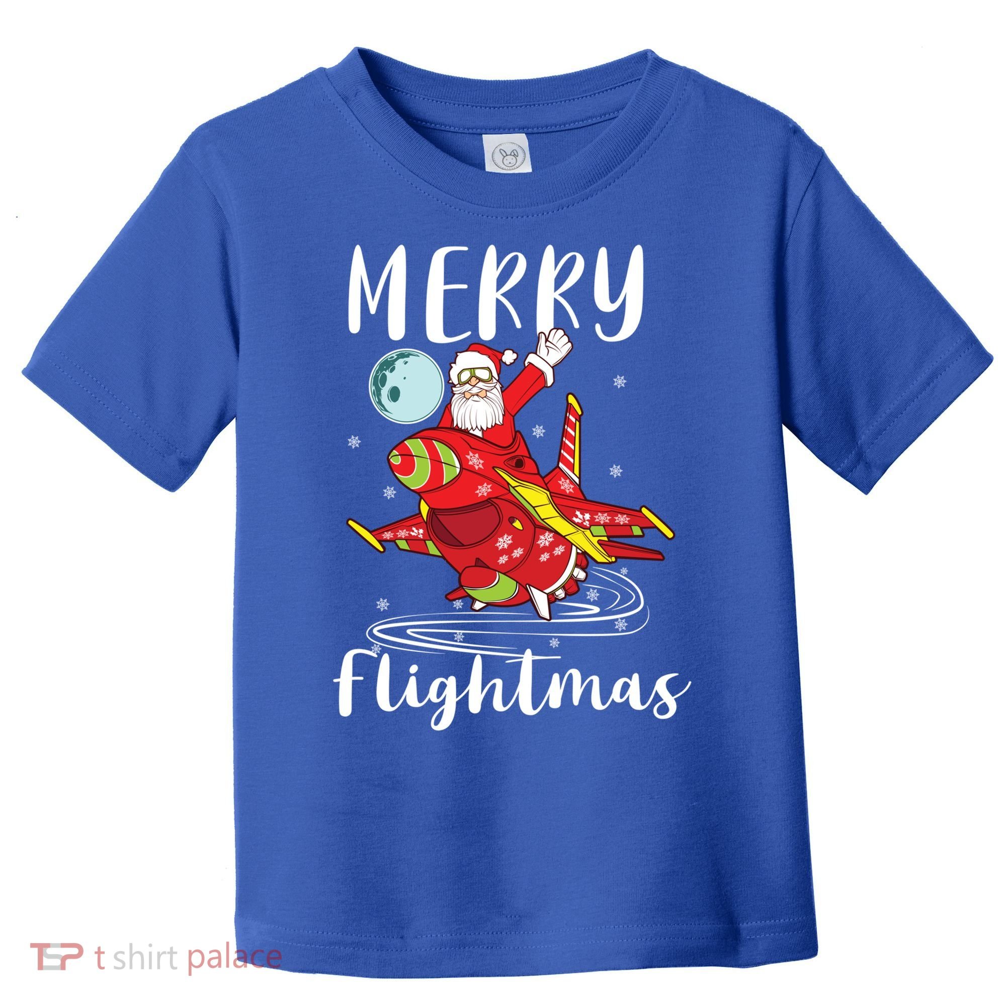 Merry Flightmas Santa Claus Pilot Flying Airplane Aviation Cool Gift Toddler T-Shirt