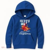 Merry Flightmas Santa Claus Pilot Flying Airplane Aviation Cool Gift Kids Hoodie thumb 0