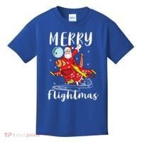 Merry Flightmas Santa Claus Pilot Flying Airplane Aviation Cool Gift Kids T-Shirt thumb 0
