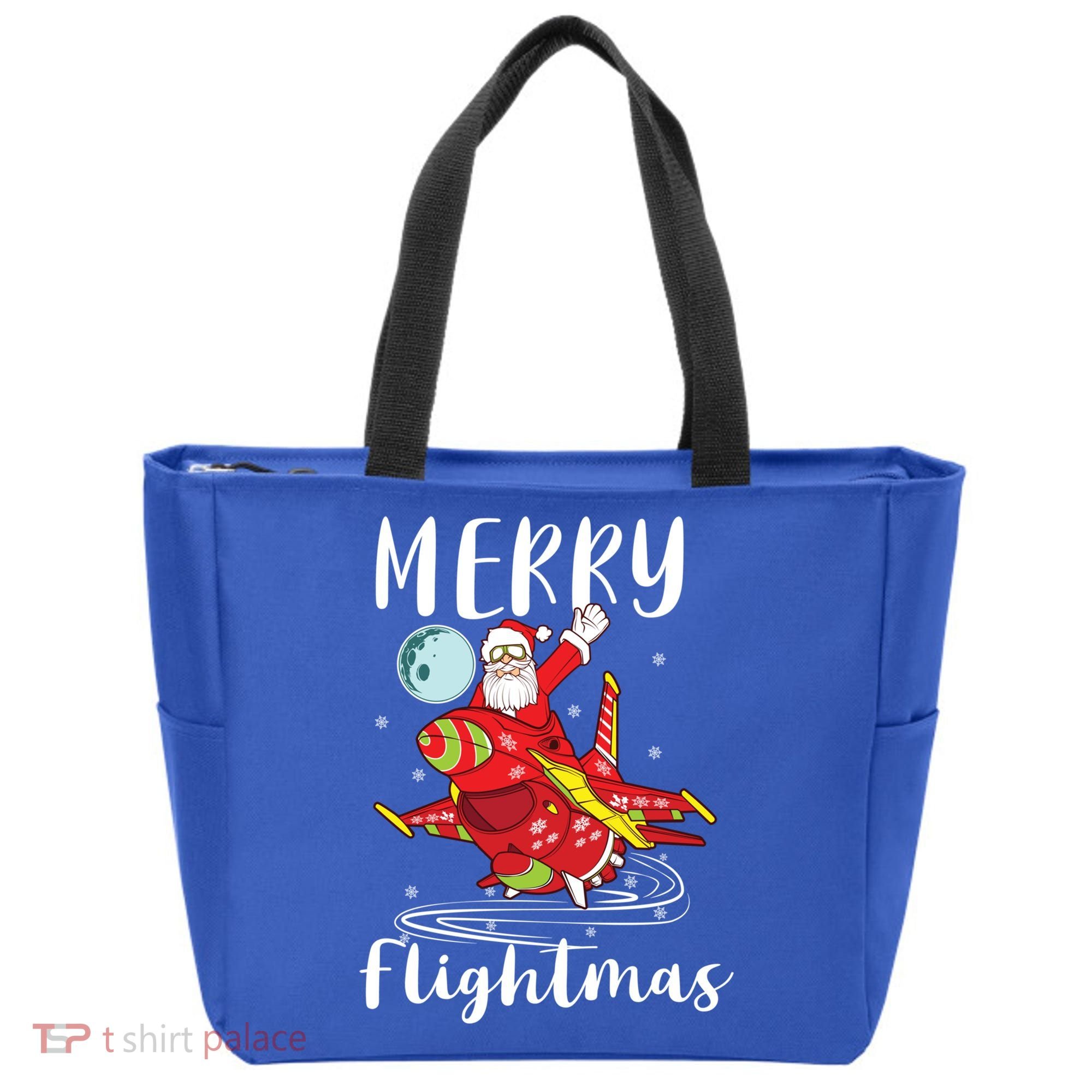 Merry Flightmas Santa Claus Pilot Flying Airplane Aviation Cool Gift Tote Bag