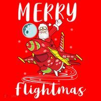 Merry Flightmas Santa Claus Pilot Flying Airplane Aviation Cool Gift Santa Hat thumb 1