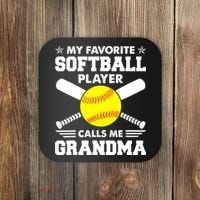 My Favorite Softball Player Calls Me Grandma Funny Coaster thumb 0