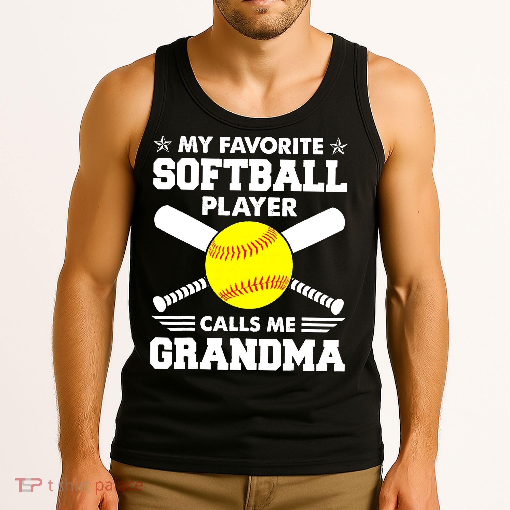 My Favorite Softball Player Calls Me Grandma Funny Tank Top