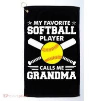 My Favorite Softball Player Calls Me Grandma Funny Golf Towel thumb 0