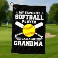 My Favorite Softball Player Calls Me Grandma Funny Golf Towel thumb 1