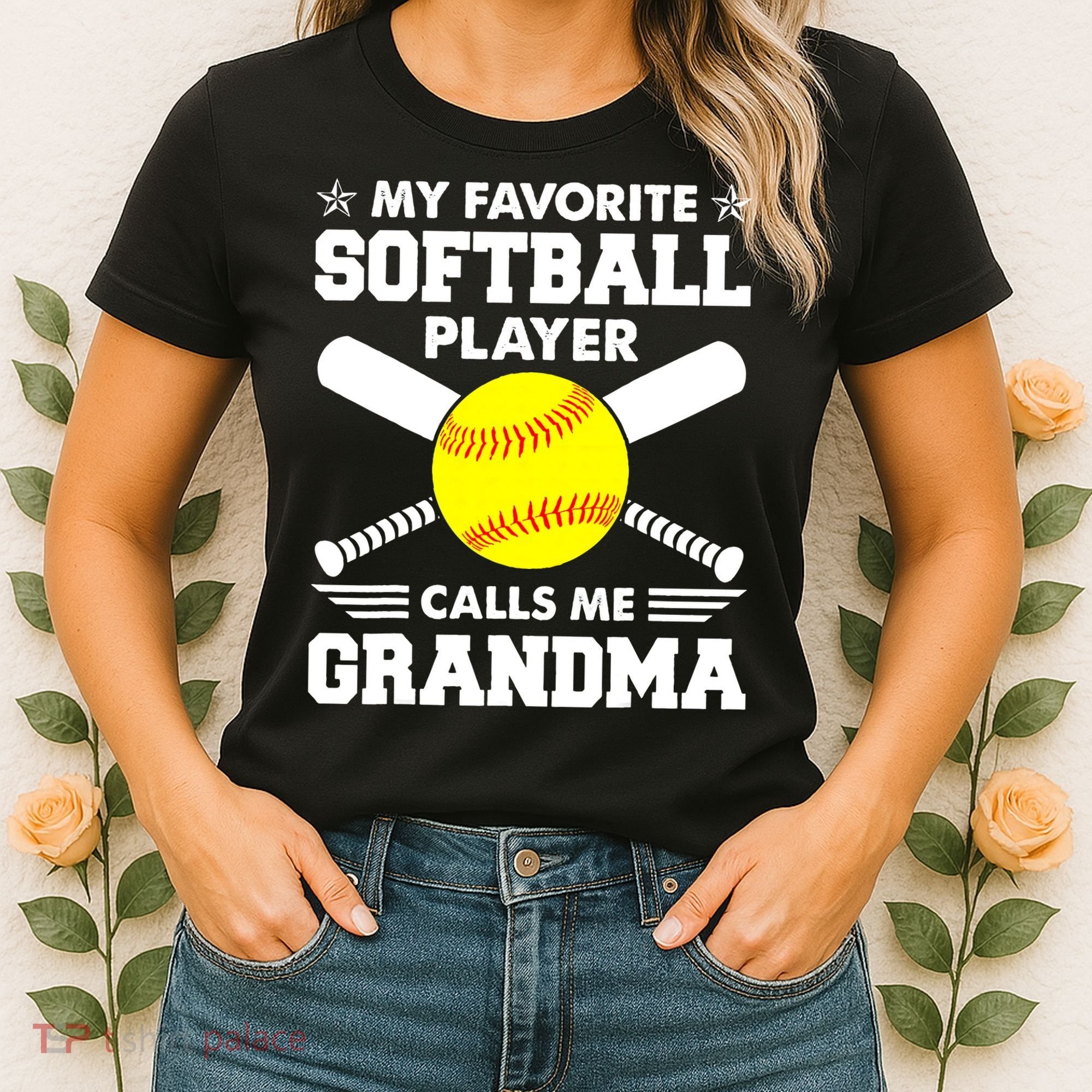 My Favorite Softball Player Calls Me Grandma Funny Women's T-Shirt