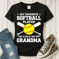 My Favorite Softball Player Calls Me Grandma Funny Women's T-Shirt thumb 3