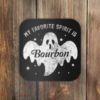 My Favorite Spirit Is Bourbon Funny Boo Ghost Halloween Coaster thumb 0