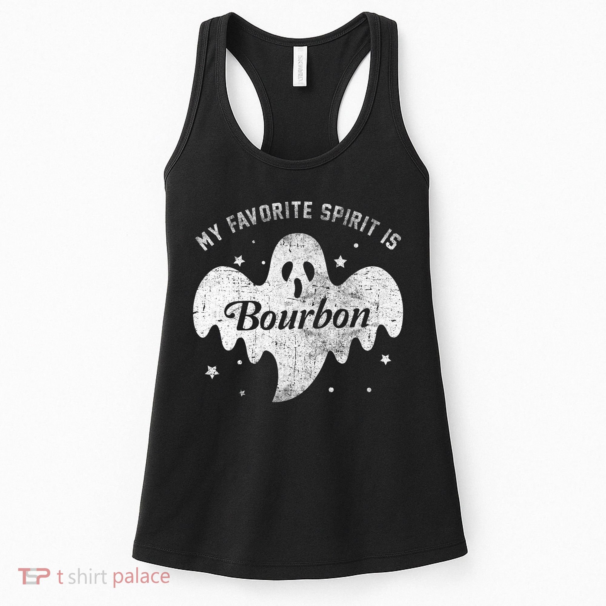 My Favorite Spirit Is Bourbon Funny Boo Ghost Halloween Women's Tank Top