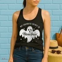 My Favorite Spirit Is Bourbon Funny Boo Ghost Halloween Women's Tank Top thumb 2
