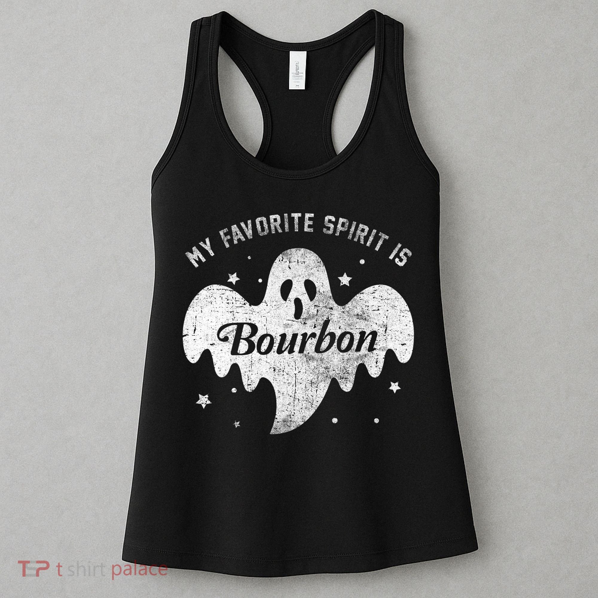 My Favorite Spirit Is Bourbon Funny Boo Ghost Halloween Women's Tank Top