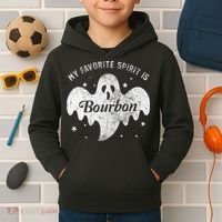 My Favorite Spirit Is Bourbon Funny Boo Ghost Halloween Kids Hoodie thumb 2