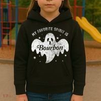 My Favorite Spirit Is Bourbon Funny Boo Ghost Halloween Kids Hoodie thumb 3