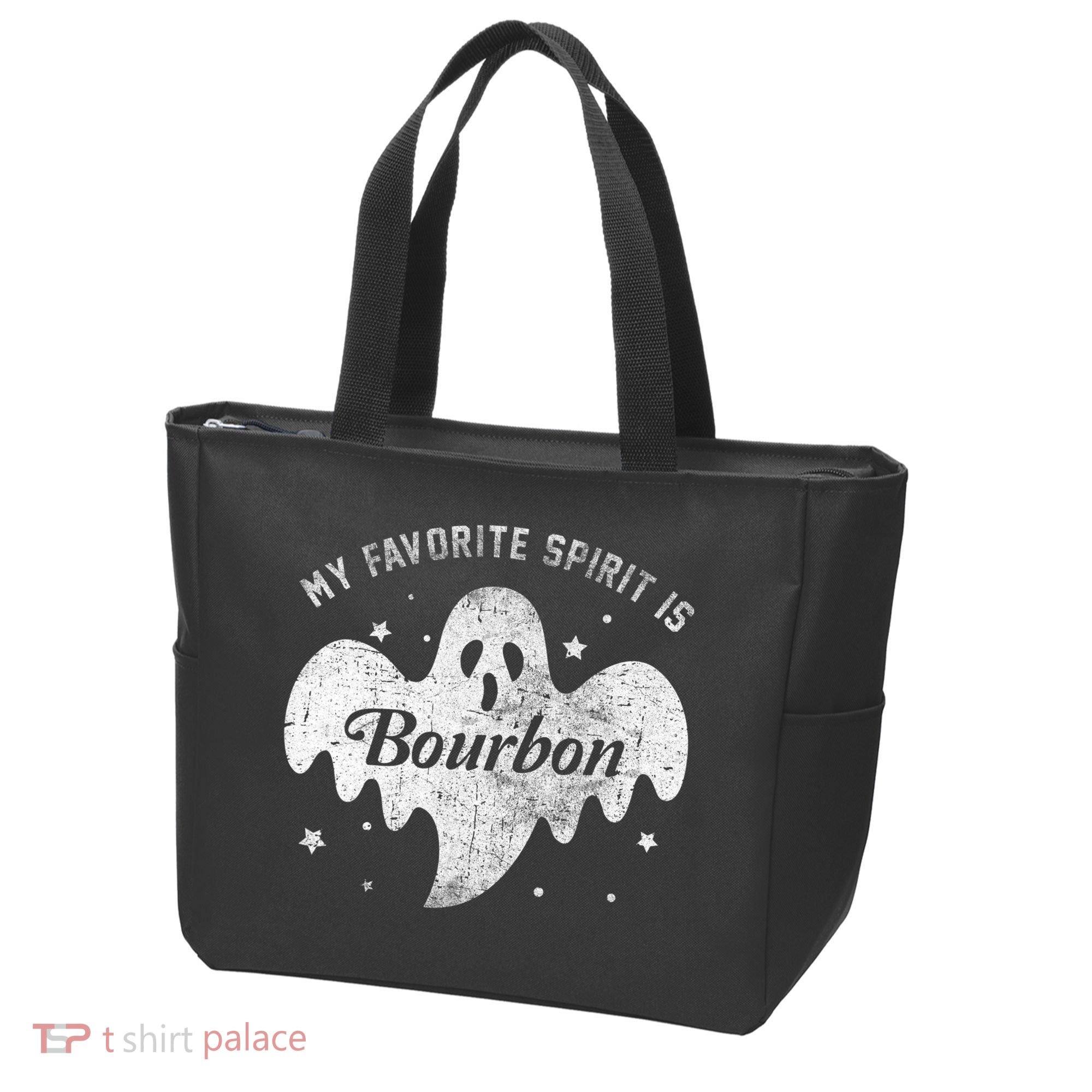 My Favorite Spirit Is Bourbon Funny Boo Ghost Halloween Tote Bag