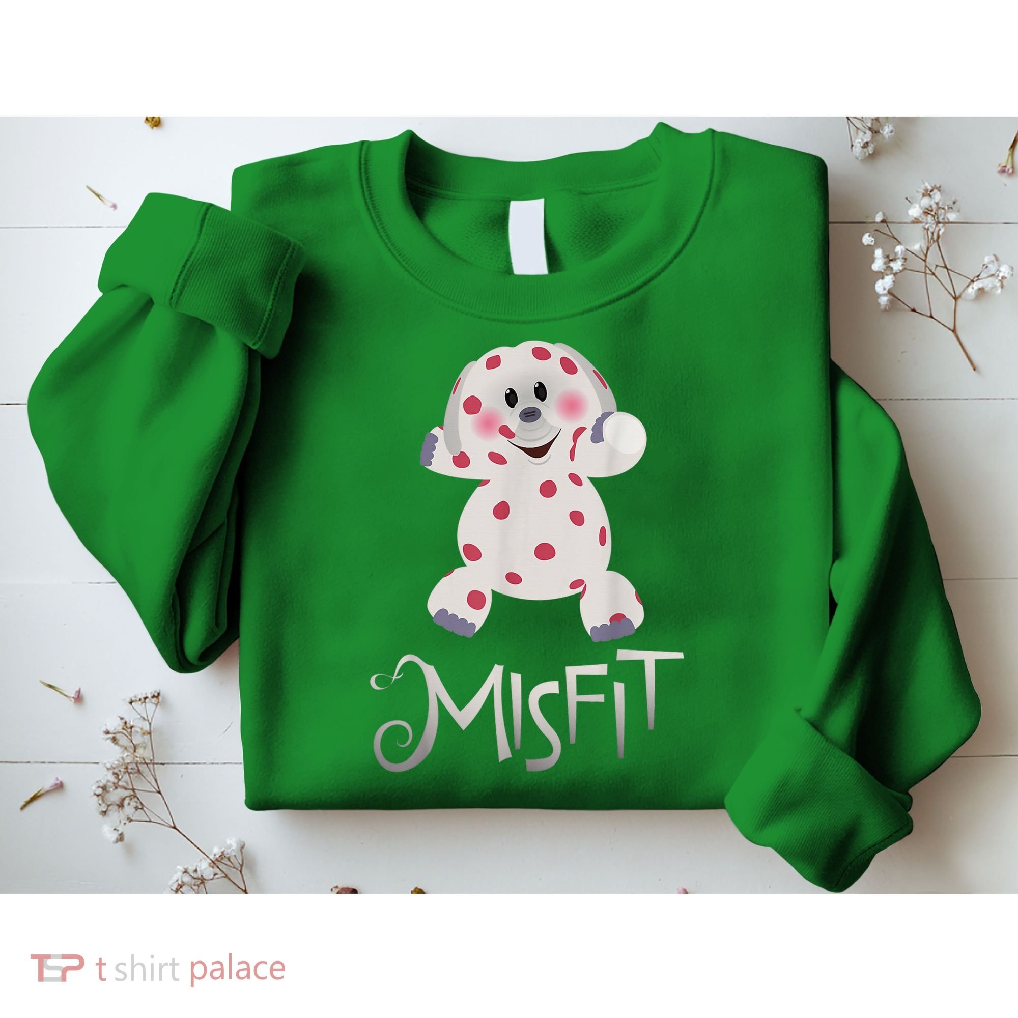Mis Fit Spotted Elephant Ru Dolph Red Retro Nosed Christmas Sweatshirt