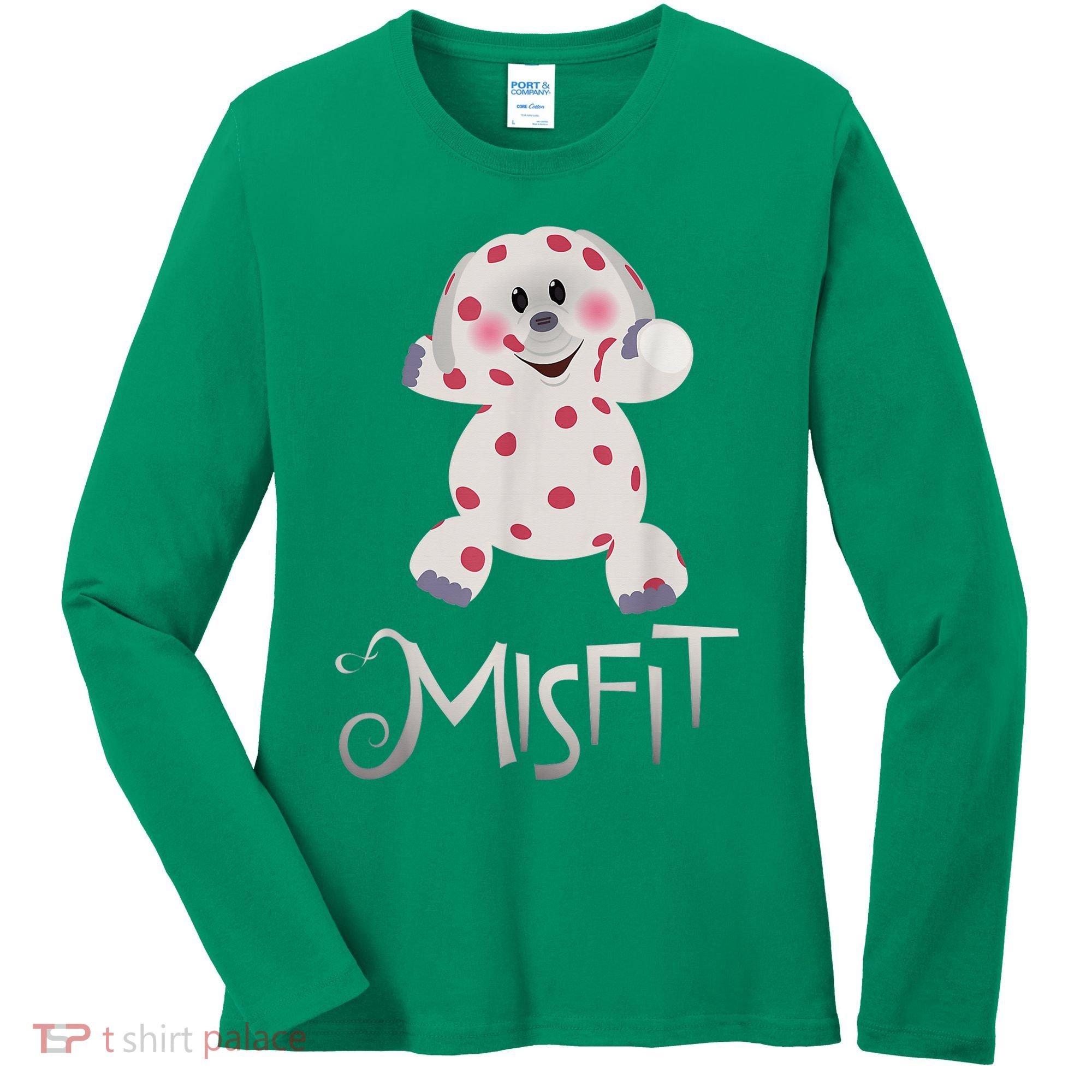 Mis Fit Spotted Elephant Ru Dolph Red Retro Nosed Christmas Women's Long Sleeve Shirt