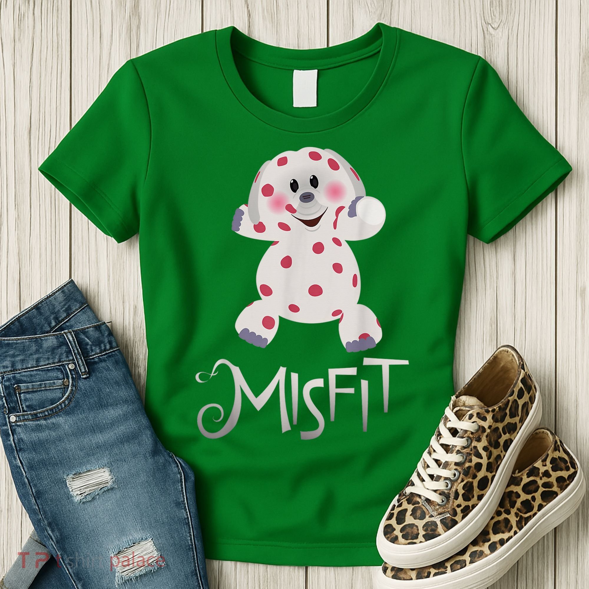 Mis Fit Spotted Elephant Ru Dolph Red Retro Nosed Christmas Women's T-Shirt