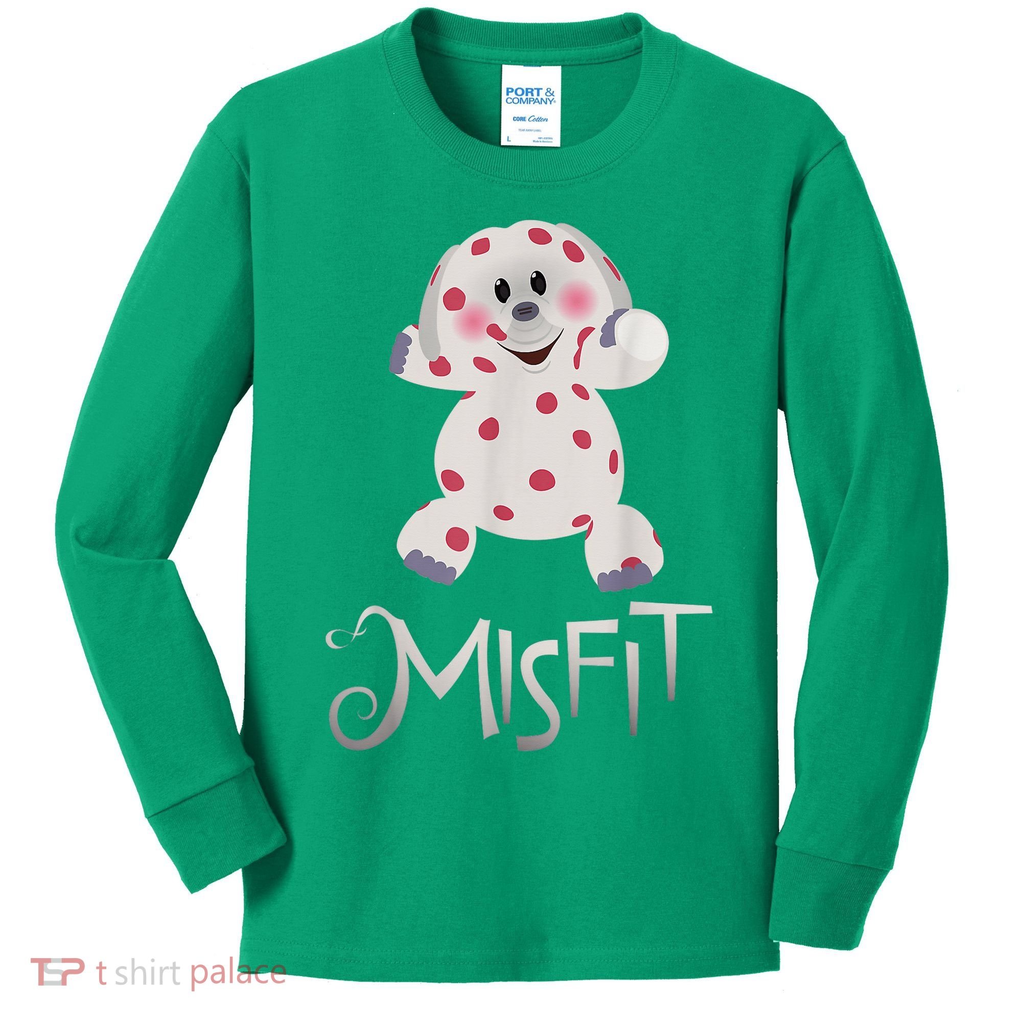 Mis Fit Spotted Elephant Ru Dolph Red Retro Nosed Christmas Kids Long Sleeve Shirt