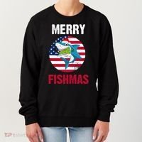 Merry Fishmas Shark America Christmas Women's Sweatshirt thumb 0