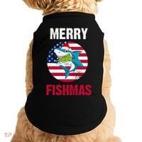 Merry Fishmas Shark America Christmas Doggie Tank thumb 0