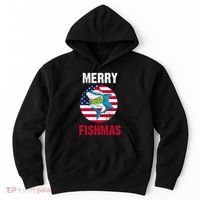 Merry Fishmas Shark America Christmas Hoodie thumb 0