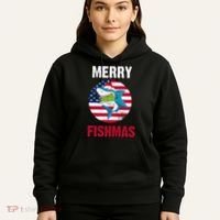 Merry Fishmas Shark America Christmas Hoodie thumb 5