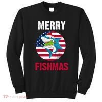 Merry Fishmas Shark America Christmas Sweatshirt thumb 0