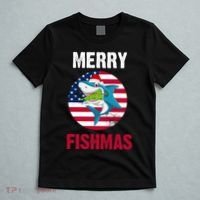 Merry Fishmas Shark America Christmas T-Shirt thumb 5