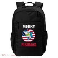 Merry Fishmas Shark America Christmas Backpack thumb 0