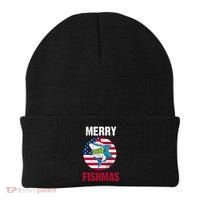 Merry Fishmas Shark America Christmas Beanie thumb 0
