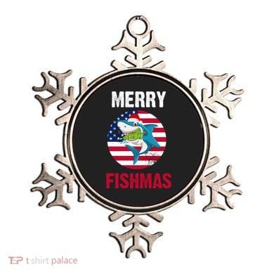 Merry Fishmas Shark America Christmas Ornament