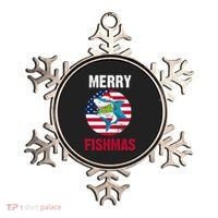 Merry Fishmas Shark America Christmas Ornament thumb 0