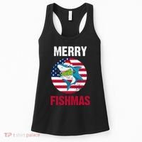 Merry Fishmas Shark America Christmas Women's Tank Top thumb 0