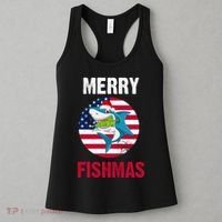 Merry Fishmas Shark America Christmas Women's Tank Top thumb 3