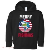Merry Fishmas Shark America Christmas Toddler Hoodie thumb 0