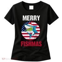 Merry Fishmas Shark America Christmas Women's T-Shirt thumb 0