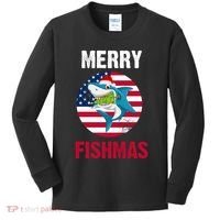 Merry Fishmas Shark America Christmas Kids Long Sleeve Shirt thumb 0