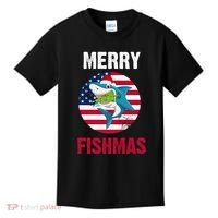 Merry Fishmas Shark America Christmas Kids T-Shirt thumb 0