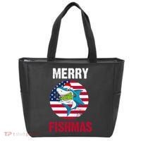 Merry Fishmas Shark America Christmas Tote Bag thumb 0