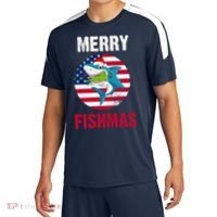Merry Fishmas Shark America Christmas Sport-Tek Competitor United Soccer Jersey thumb 0
