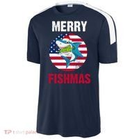 Merry Fishmas Shark America Christmas Sport-Tek Competitor United Soccer Jersey thumb 2