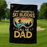 My Favorite Ski Buddies Call Me Dad Golf Towel thumb 1