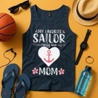 My Favorite Sailor Calls Me Mom Funny Mothers Day Tank Top thumb 4