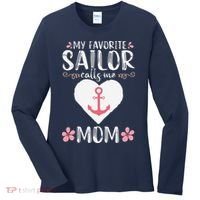 My Favorite Sailor Calls Me Mom Funny Mothers Day Women's Long Sleeve Shirt thumb 0
