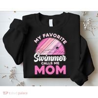 My Favorite Swimmer Calls Me Mom Mothers Day Retro Swimming Sweatshirt thumb 2