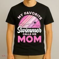 My Favorite Swimmer Calls Me Mom Mothers Day Retro Swimming T-Shirt thumb 3