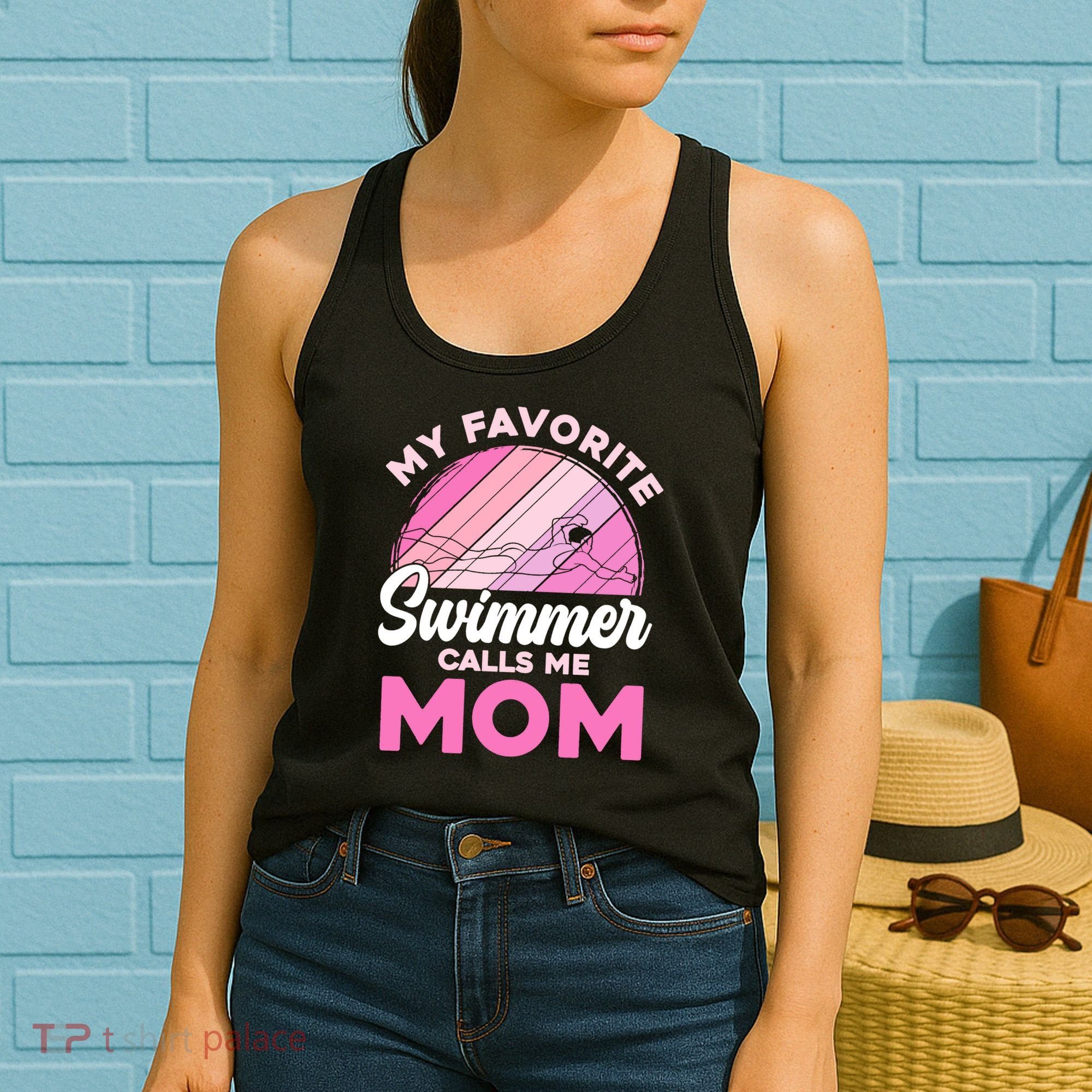 My Favorite Swimmer Calls Me Mom Mothers Day Retro Swimming Women's Tank Top