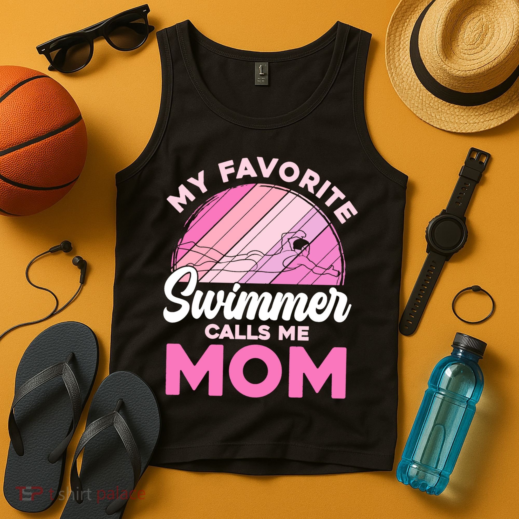 My Favorite Swimmer Calls Me Mom Mothers Day Retro Swimming Tank Top