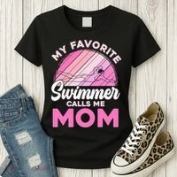 My Favorite Swimmer Calls Me Mom Mothers Day Retro Swimming Women's T-Shirt thumb 3